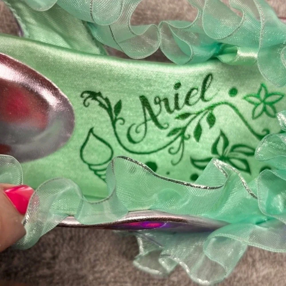 Disney Ariel The Little Mermaid Costume Shoes Girls 11/12 Purple Iridescent Gem